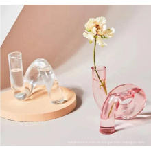 custom vintage colored crystal glass flower vase set